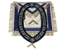 100 Lambskin Masonic Worshipful Master Apron with Chain Collar and Free Jewel