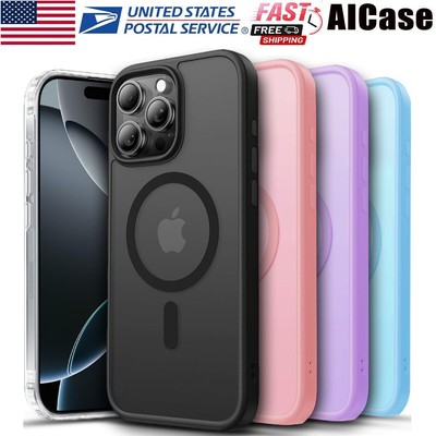 Funda magnética de lujo translúcida mate a prueba de golpes para iPhone 16 15 14