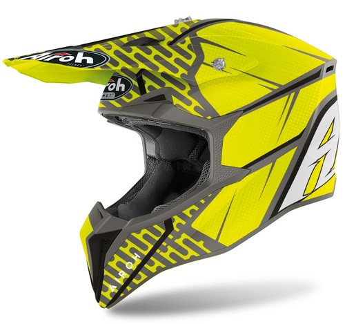 CASCO HELMET MOTO CROSS ENDURO AIROH WRAAP IDOL ANTRACITE MATT GIALLO FLUO TG M