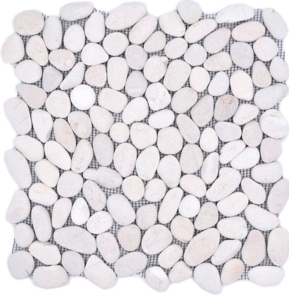 Mosaik Fliese FlußKiesel Steinkiesel Kiesel GewöLbt Weiß Cream Mos30-0102_F-image