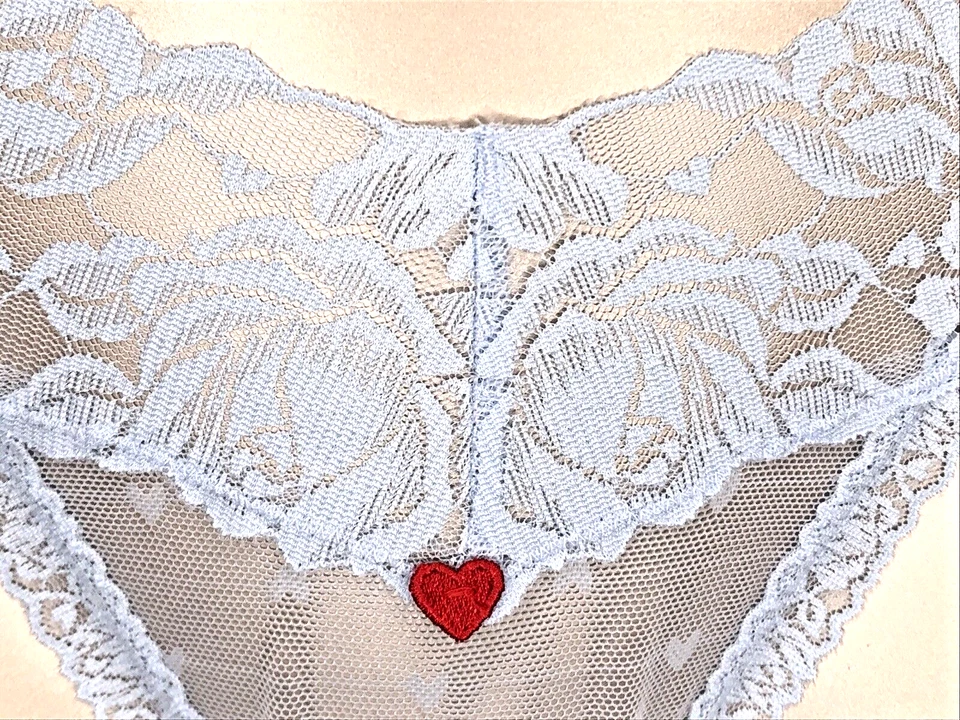 Sexy Tanga Victoria's Secret Nuevo con Etiquetas XXL Azul Encaje Floral Lacie Transparente Foto 4 de 4