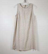 Loft Stripe Dress Size 4 Metallic Shimmer Keyhole Linen Blend