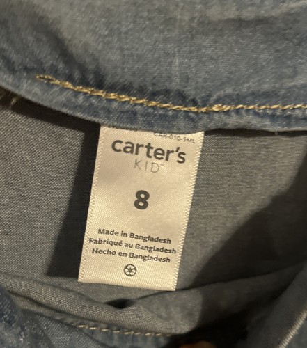Carter's Kid Girl Blue Denim Overall Dress - Size 8 - NWT $34 - Picture 4 of 9