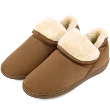 Women Warm Fuzzy Booties Slippers Ankle High Slip On Indoor Outdoor House Shoes 