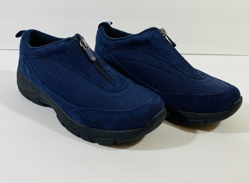 Lands End All Weather Suede Zip Shoes Womens Sz 8 Midnight Sapphire Blue New - Picture 3 of 11
