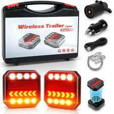 Wireless Trailer Lights Magnetic LED Kit Rechargeable Tow Truck RV Brake Turn