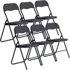 6x Sedia Pieghevole Imbottita Ufficio Schienale Struttura Metallo Sgabello Ribcord Grigio Scuro