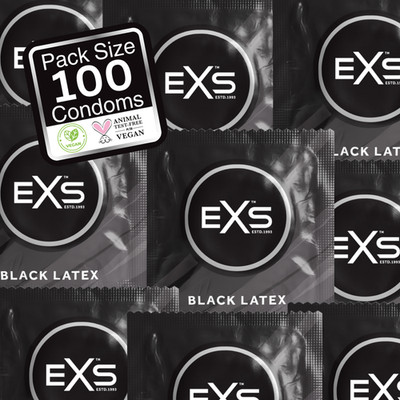 Kondome 100 stück Condome EXS BLACK LATEX  54 mm schwarze Kondome beschichtet
