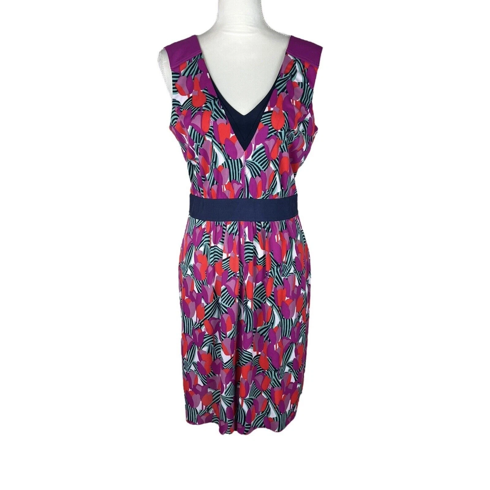 Mini Abito Estivo Tory Burch Rosa Tulipano Augustina Floreale Scollo a V Taglia S