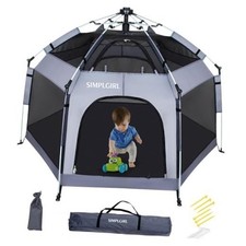 Premium Indoor and Outdoor Baby Playpen - Portable, Lightweight, Pop Up Grey