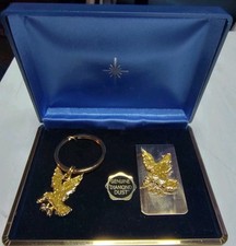 Vintage Marquis Collection Diamond Dust Eagle Key Ring  Money Clip Gift Box Set