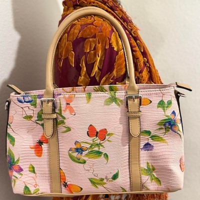 Vintage 2000s Y2K Liz Claiborne Crazy Horse pink butterfly shoulder handbag