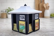 Rotating Tea Bag Organizer Tea House Style Gift 4 Compartments Holds 100 Bags