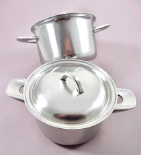VINTAGE WAGENFELD DESIGN WMF 2 X KLEINER TOPF CHROMARGAN HÖHE CA. 9 CM Ø CA. 14