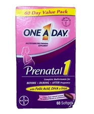 One a Day 1 a Day Prenatal 1 Folic Acid DHA & Iron Exp 05/2026+ 60 softgels