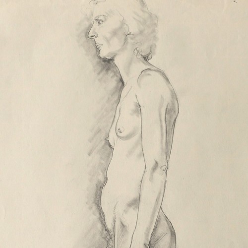 Heinrich Ilgenfritz female nude drawing graphite original unsigned around 1930