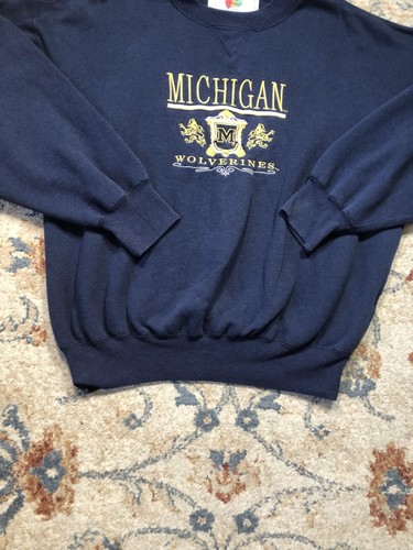 Michigan Wolverines Sweatshirt Mens Large Navy Blue NCAA Basketball Crewneck - Picture 5 of 10