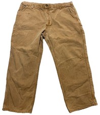 VTG Carhartt Pants Mens 42x30 Brown Canvas Dungaree Fit Carpenter B11 BRN Read