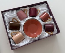Classic Coffee Tea - cup and saucer - set of six 6 vintage 6oz cups