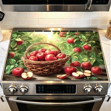 Apple Stove Top Cover, Electric Glass Cooktop, 28x20 in Apple orchard baske...