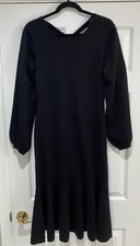 J. Crew Women Black Merino Wool Blend Knot/Twist Back Midi Dress Small NWT Read