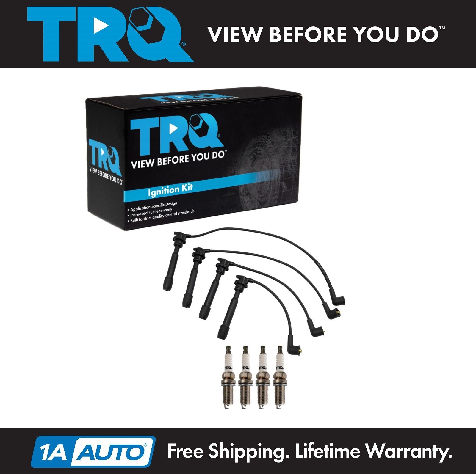 TRQ Ignition Kit Spark Plug  Wire Set For Hyundai Kia L4 2.0L 1.8L