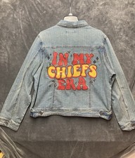 Taylor Swift Hand-Painted Denim Trucker Jacket 3X In My Chiefs Era Art To Wear