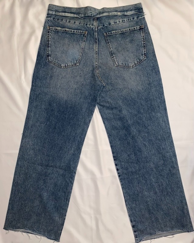 Pull & Bear Size 38 Denim Jeans Wide Straight Leg Distressed Destroyed Blue image 4