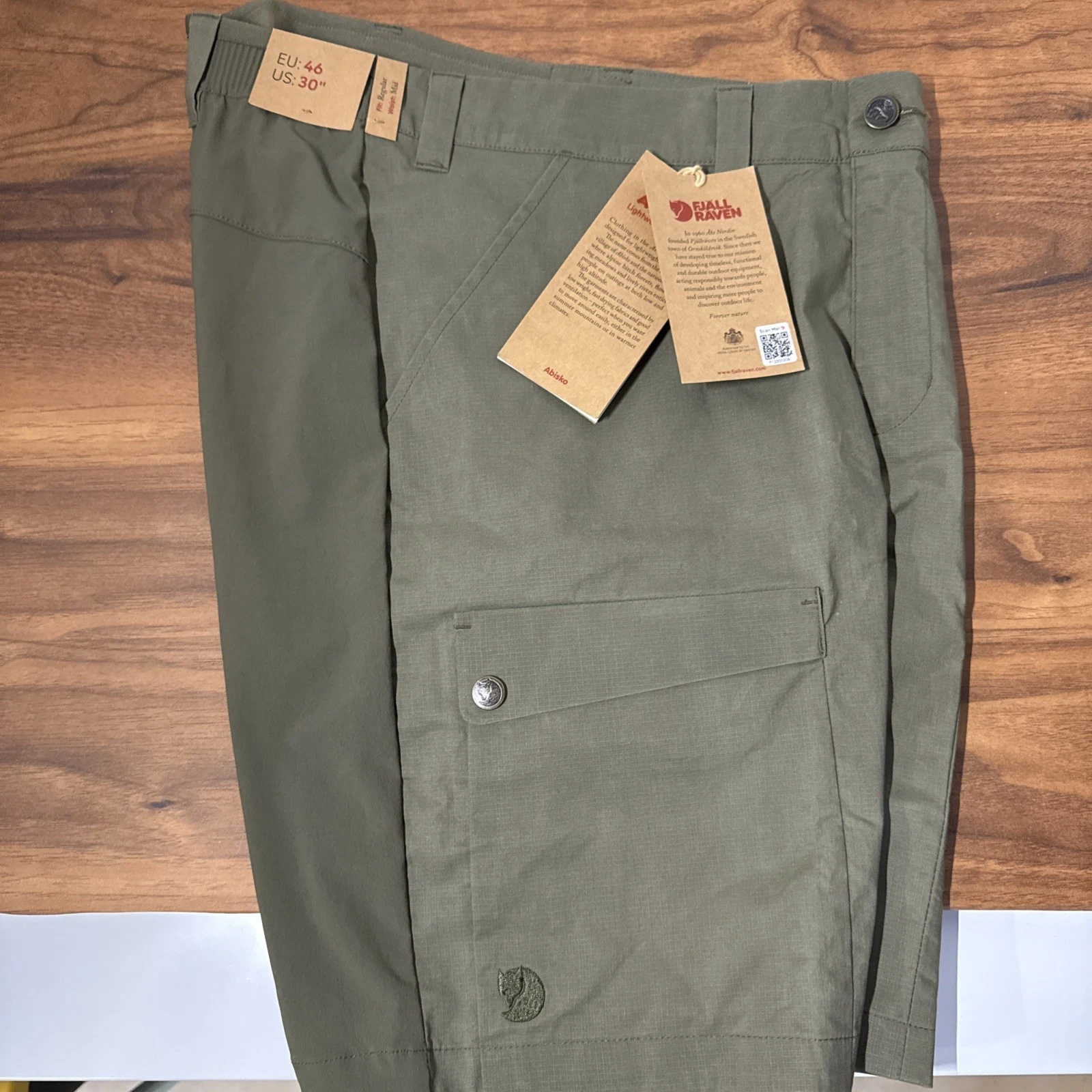 Fjällräven Abisko Hybrid Trail Shorts - Laurel Green | Men’s Size 30”