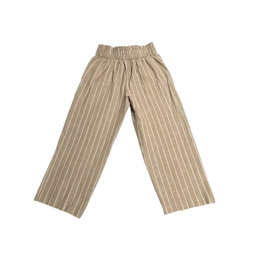 Liverpool Wide Leg Pants Women's Size S Cropped Beige White Striped Tie Waist - Picture 12 of 12
