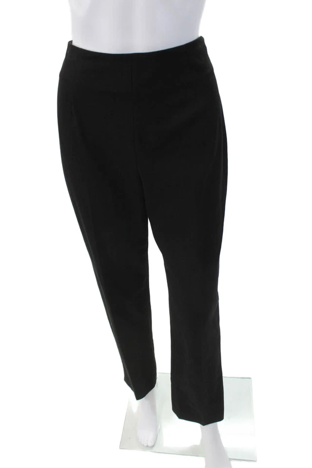 Clothes (Real) Womens Textured Pleated Zip Lined Tapered Leg Dress Pants Black S - Image 2 of 4