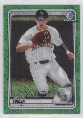 2020 Bowman Chrome Prospects Green Shimmer Refractor 18/99 Michael Toglia 0jv5