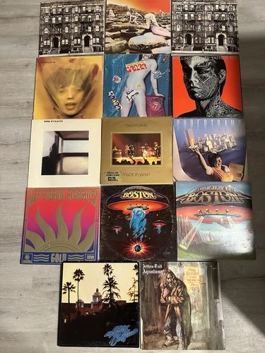 Vintage Rock Vinyl Lot Of 14 LED Zeppelin Rolling Stones Boston