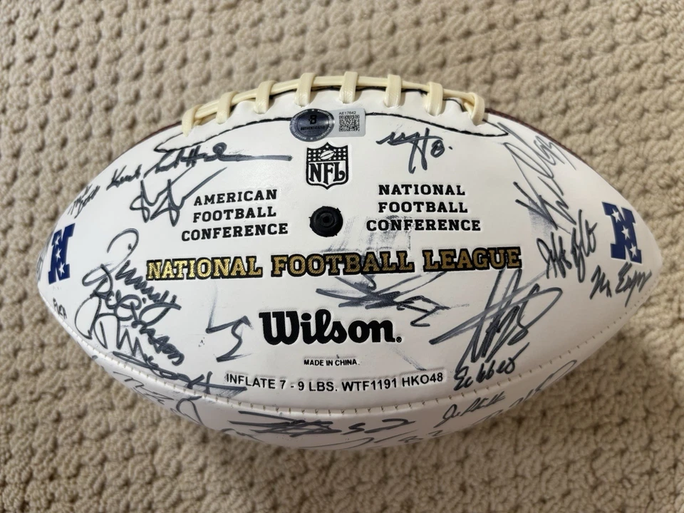 Fútbol americano firmado por el Pro Bowl de la NFL 2008 62 autos BAS auténtico Larry Fitzgerald Salón de la fama Foto 3 de 4