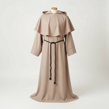 Medieval Monk Robe Cowl Hooded Cloak Heavy Wool Feel LARP Cosplay UK Made