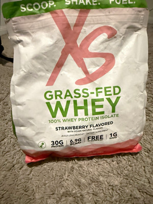 XS Grass-Fed Whey Protein Isolate Powder Strawberry Keto Friendly Gluten-Free