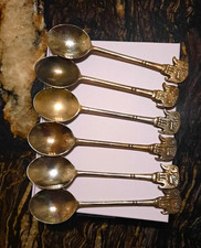 6x kleine L&ouml;ffel silberfarben mit dekorativem Elefantenmotiv am Griff