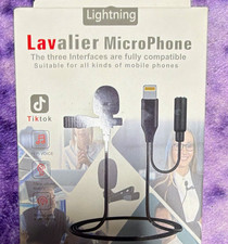 Lavalier Clip-On Omnidirectional Microphone Lightning  3.5mm AUX JH-041-A Black