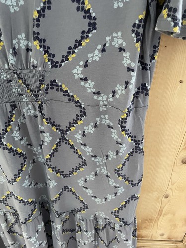 White Stuff Midi Dress 12 -14 Short Sleeve Blue floral pockets tiered empire - Picture 9 of 12