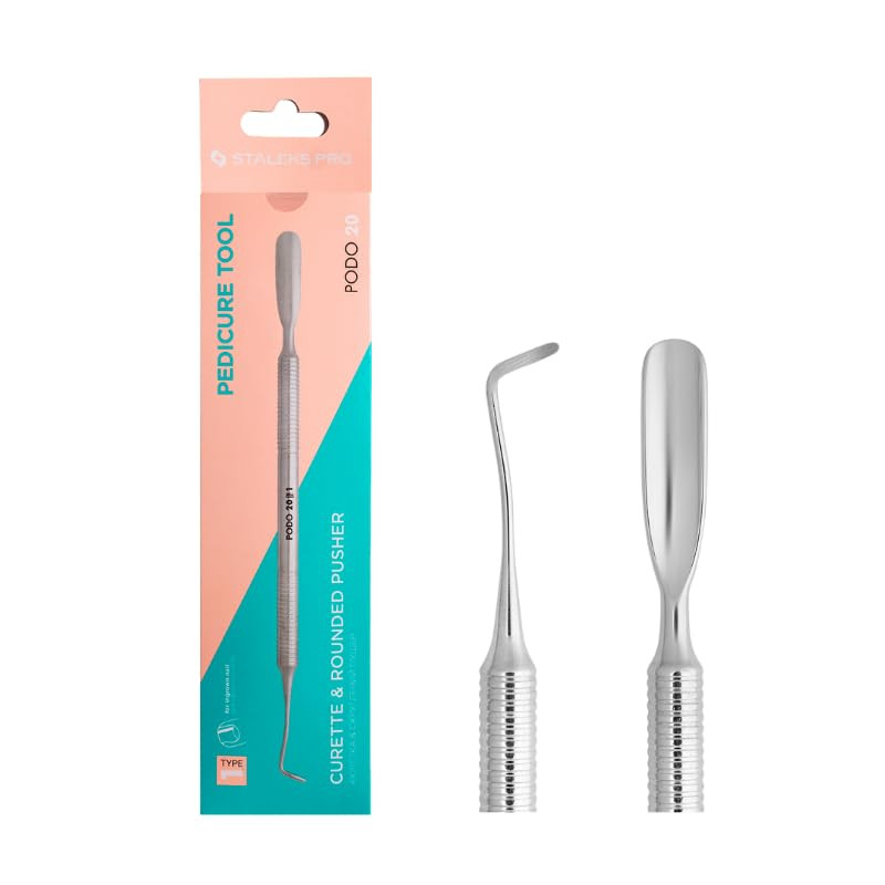 STALEKS PRO Spingitore per pedicure, curetta + spintore arrotondato. (A6N)