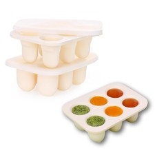 Baby Food Freezer Tray with Lid 2 Pack Silicone Breastmilk Popsicle Mold Storage