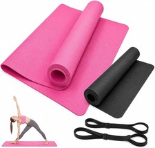 3mm Yoga Mat with Carry Strap 173 x 61cm Lightweight Exercise Fitness Pilates