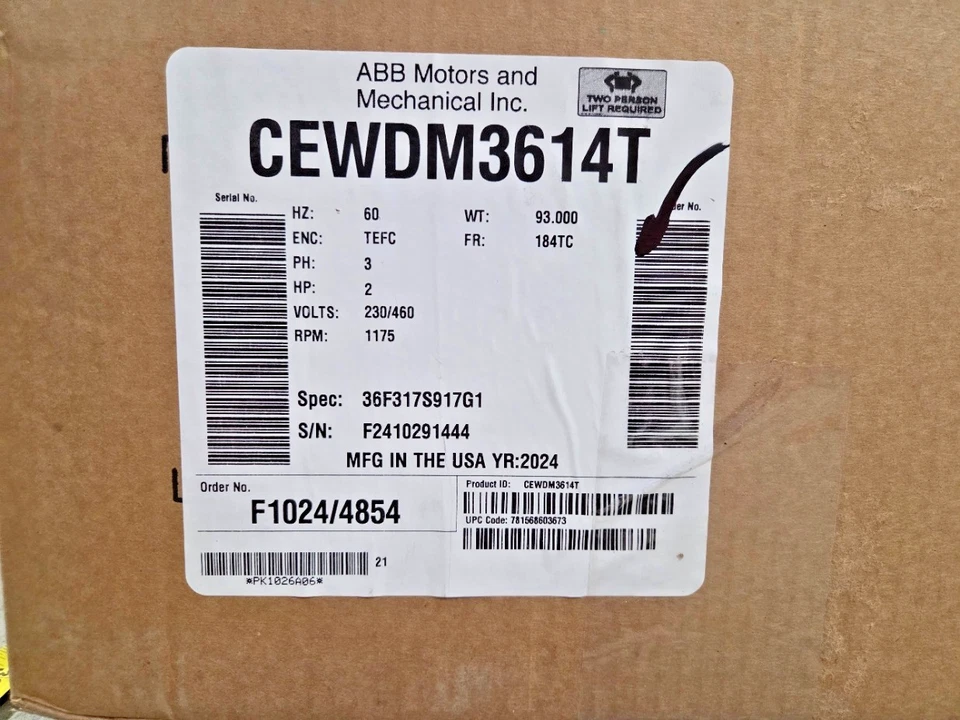 BALDOR-RELIANCE CEWDM3614T, MOTOR 3PH, 2HP, 1175RPM, 60Hz, A0006 Foto 3 de 4