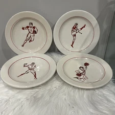 Williams-Sonoma Vintage Football Snack Dessert Salad 7-1/8” Plates Set of 4