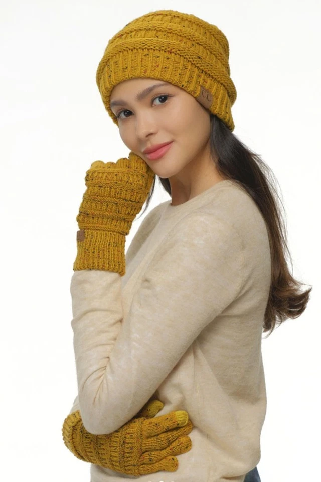 Guantes suaves con pantalla táctil inteligentes cálidos de invierno tejidos confeti exclusivos de C.C para mujer Foto 3 de 4