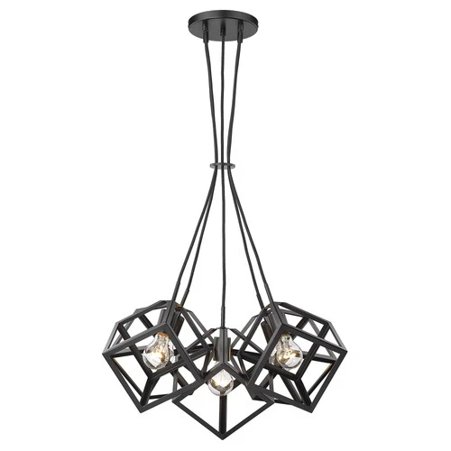 Golden Lighting Cassio 28" Matte Black Metal 5-Light Geometric Pendant - Picture 3 of 8