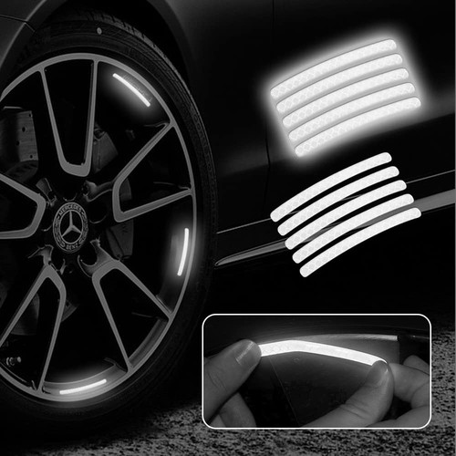 Reflective Wheel Rim Stripe Stickers for Car and Motorcycle, White - Pack of 20