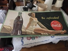 Rare Original 1949 Coca-Cola Cardboard Lithograph Sign - 