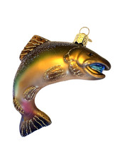 Old World Christmas Glass Ornament 4"L Rainbow Trout Fishing