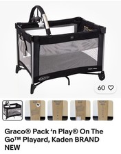 Graco Pack 'n Play On The Go Kaden Portable Play Yard Black w/ Bassinet  Wheels